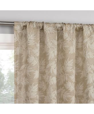 Kacey Woven Jacquard Leaf Semi-Sheer Rod Pocket Curtain Panel