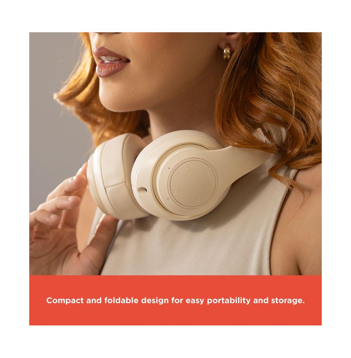 RadioShack Bluetooth 5.4 Over The Head Headphones With On-Ear Controls and 400 Mah Rechargeable Battery 3304405 Creme