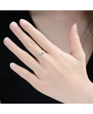 Women's 14K Gold Plated CZ Heart Design Solitaire Ring