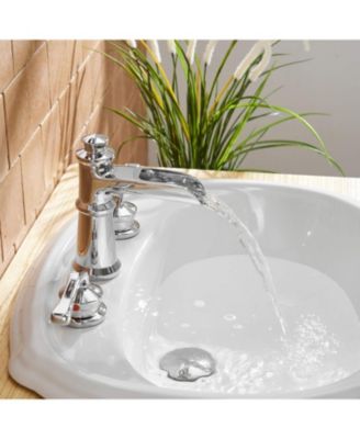 8-Inch Waterfall Widespread 2-Handle Bathroom Faucet with Drain Assembly