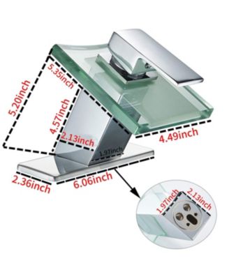 Glass Spout Waterfall Single Hole Single Handle Bathroom Sink Faucet With Pop Up Drain With Overflow