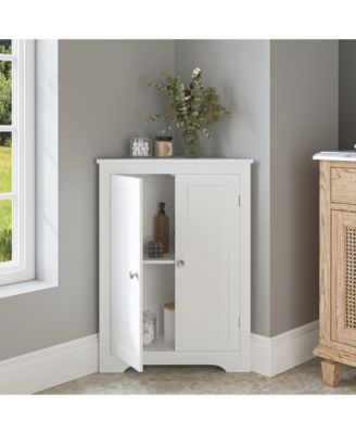Corner Cabinet with 2 Doors and Adjustable Shelves for Home Storage
