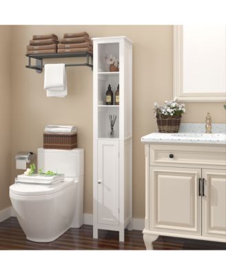 66.92 in Slim Tall Bathroom Cabinet with Adjustable Shelves and 1 Door