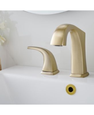 8 in. Widespread Double Handle Black Bathroom Faucet Set 3-Holes Vanity Sink With Metal Drain In Brushed Gold