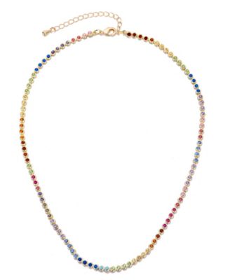 Gold Crystal Rainbow Tennis Neckalce