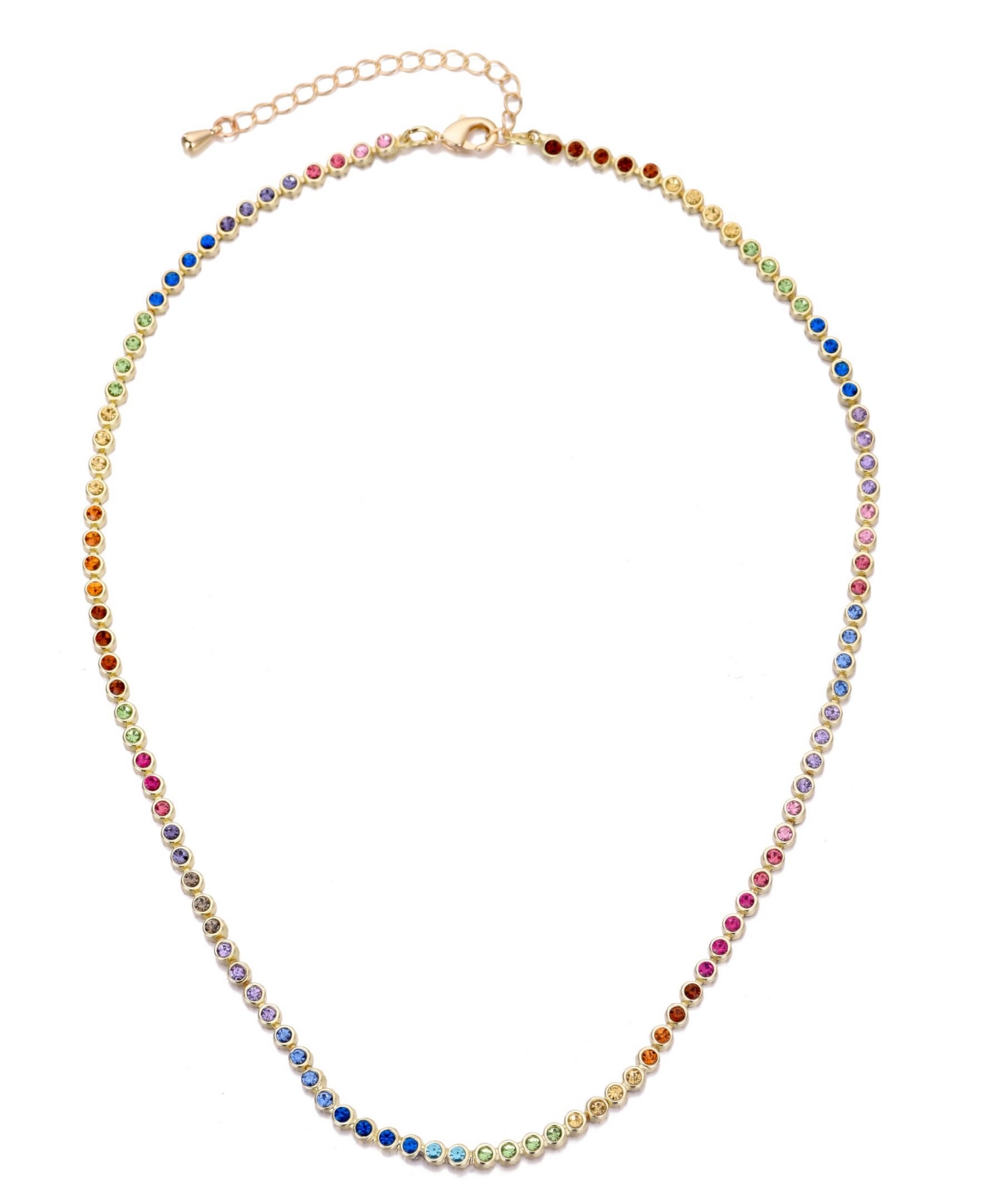 Adornia 14k Plated Crystal Rainbow Tennis Necklace In Multi
