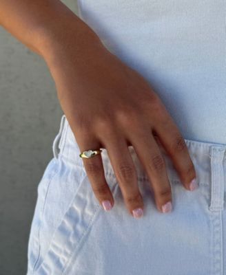 Cubic Zirconia Pave Heart Signet Pinky Ring