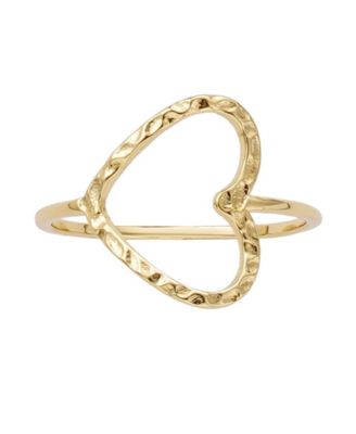 Gold Plated Hammered Open Heart Ring