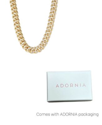 Gold Crystal Half Curb Chain Necklace
