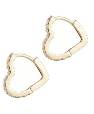 Gold Plated Cubic Zirconia Heart Hoop Earrings