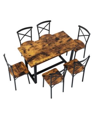 7 Piece Dining Table Set with Chairs for Kitchen, Breakfast Nook or Living Room