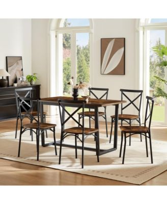 7 Piece Dining Table Set with Chairs for Kitchen, Breakfast Nook or Living Room