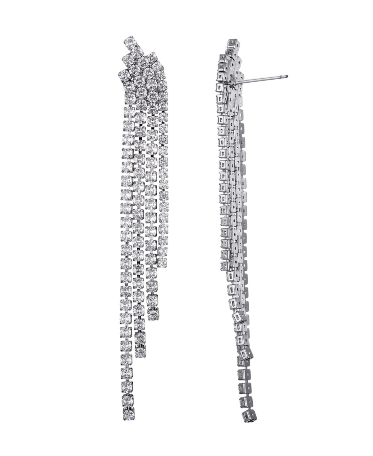 Adornia Silver Crystal Cascade Sweeper Earrings In White
