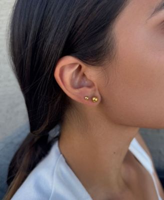 Gold Plated Ball Stud Earrings Set