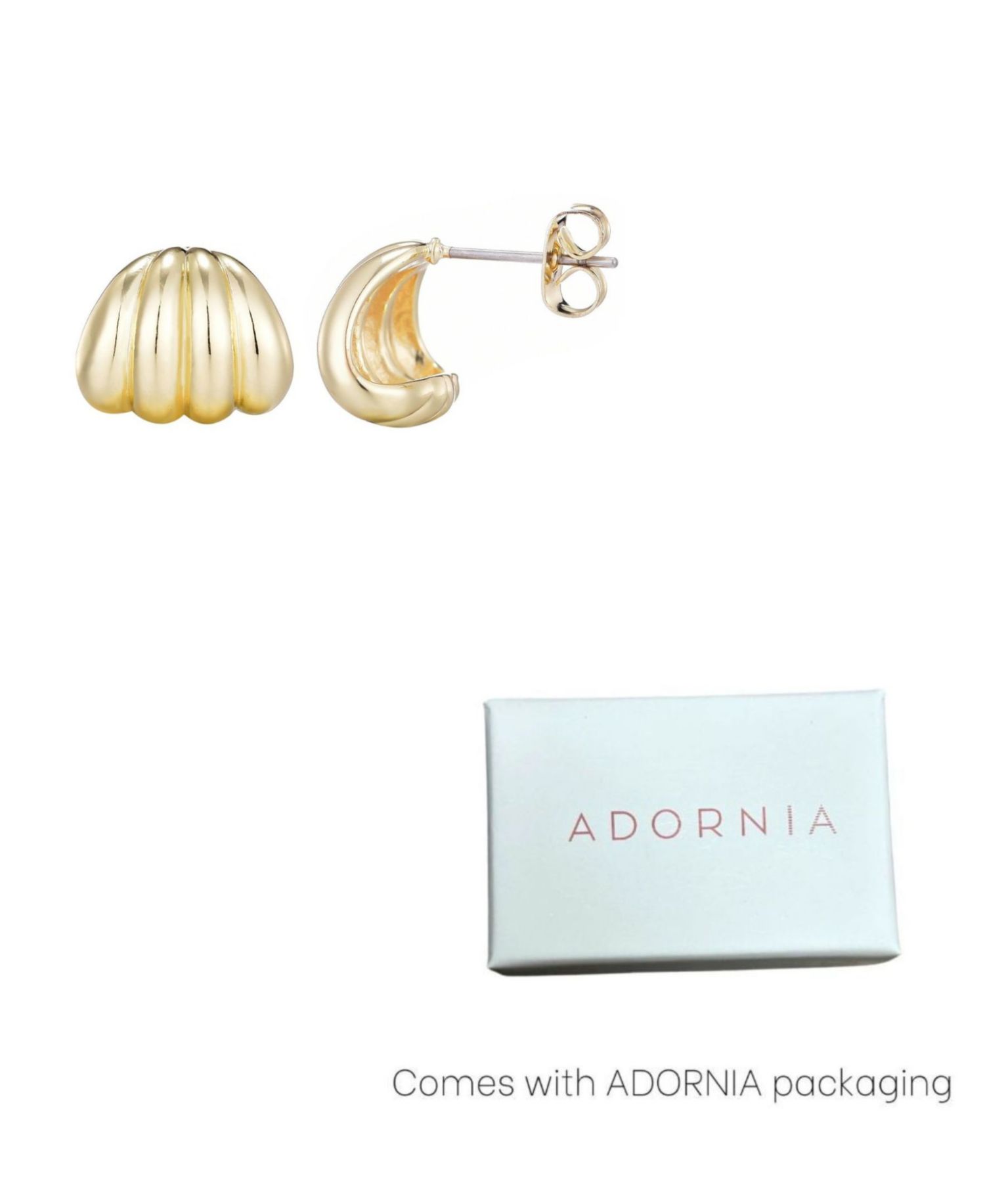 Gold Plated Fluted Wrap Around Huggie Earrings