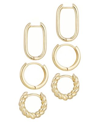 Gold Plated Hoop Earrings Set