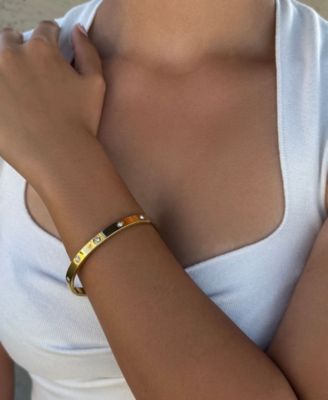 Tarnish Resistant Gold Plated Crystal Eternity Cuff Bracelet