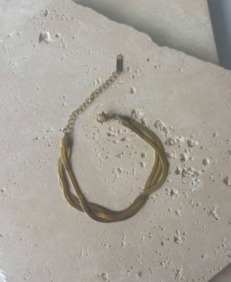 Tarnish Resistant Gold Plated Multi-Strand Herringbone Chain Bracelet