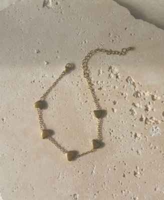 Tarnish Resistant Gold Plated Heart Station Bracelet