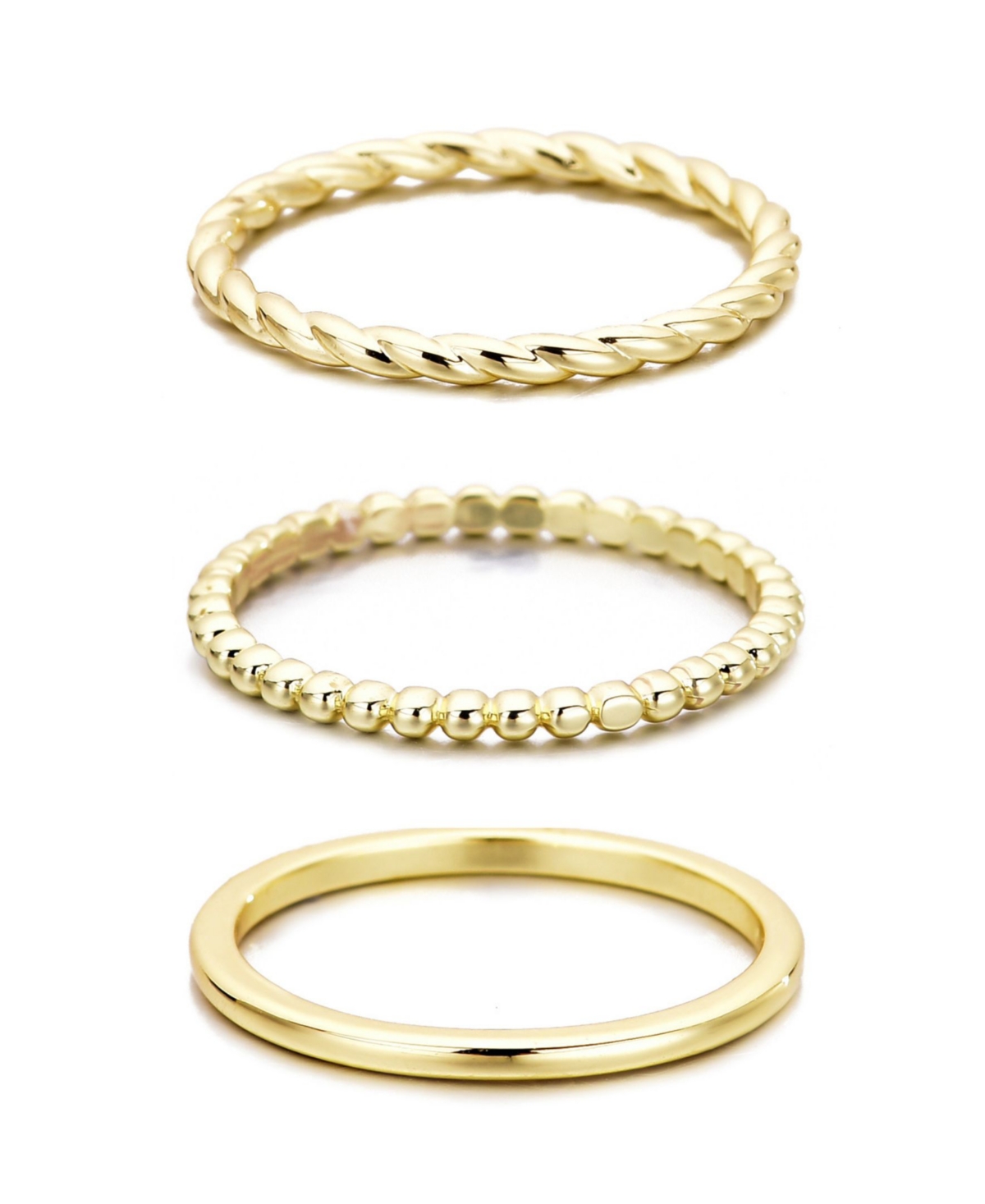 Adornia 14k Yellow Gold Plated Thin Stacking Band Set In Gold