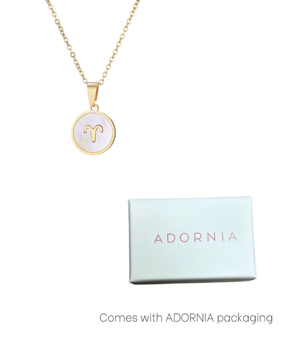 Adornia Tarnish Resistant Gold Mother of Pearl Zodiac Necklace