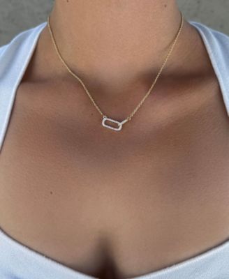 Gold Cubic Zirconia Pave Links Necklace