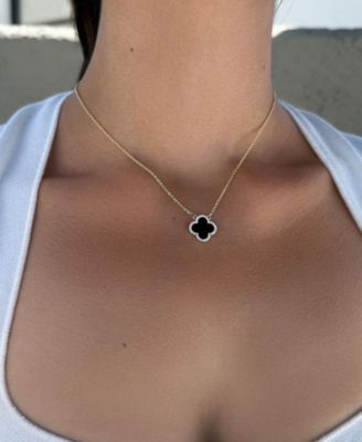 Gold Cubic Zirconia Black Clover Necklace