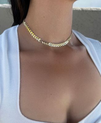Gold Plated Adjustable Fishtail Chain Choker Necklace