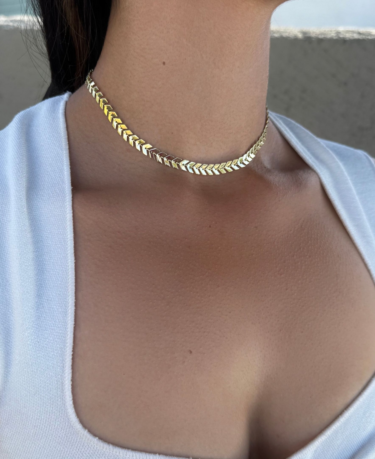 Adornia Gold Adjustable Fishtail Chain Choker Necklace
