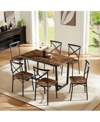 sumyeg 7 Piece Dining Table Set with Chairs for Kitchen, Breakfast Nook ...