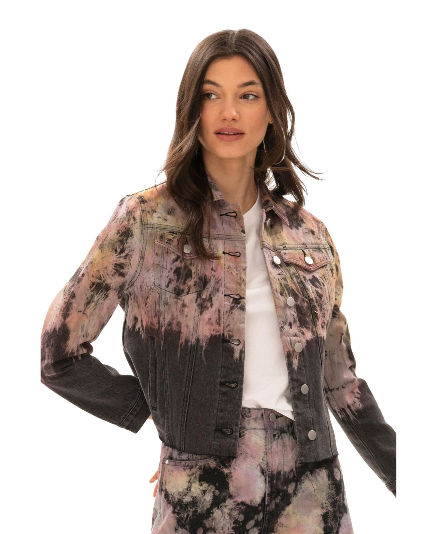 Women's Daria Tie-Dye Cropped Denim Trucker Jacket