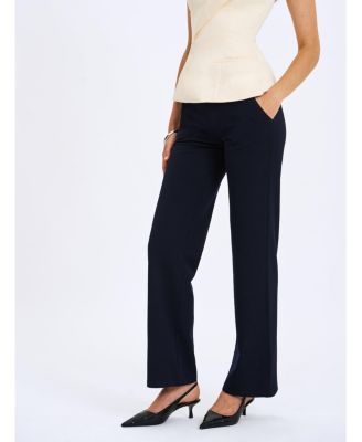 Women Yanin Navy Low-Rise Straight Leg Pants