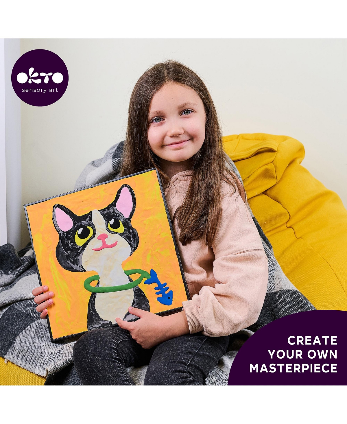 Okto Air-Dry Clay by Numbers – 29x29 Cat (11.4 x 11.4 in)