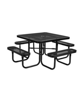 Outdoor Square Steel Picnic Table Weather Resistant Patio Dining Furniture Set