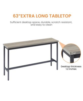 Long Bar Table Set with 3 Upholstered Stools for Kitchen, Dining or Banquet Hall