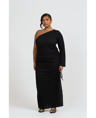 Women's One Shoulder Flare Sleeve Maxi Dress