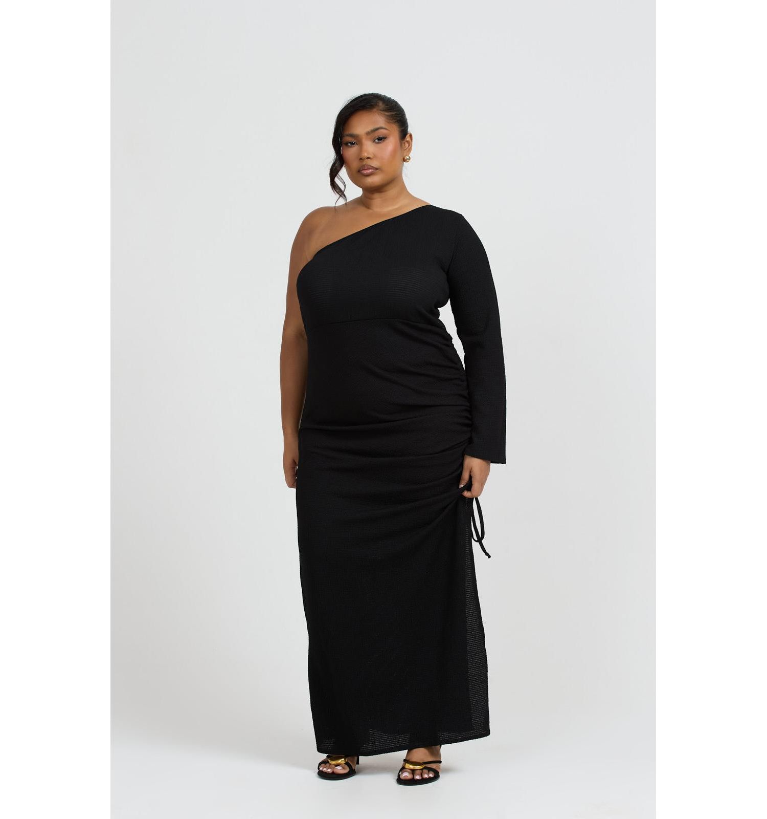 Women's One Shoulder Flare Sleeve Maxi Dress
