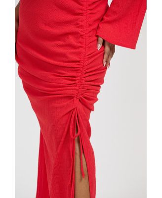 Women's One Shoulder Flare Sleeve Maxi Dress