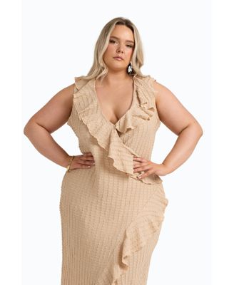 Women's Ruffle Wrap Sleeveless Midi Dress