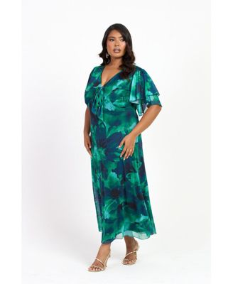 Women's Curve Flutter Sleeve Midi Dress