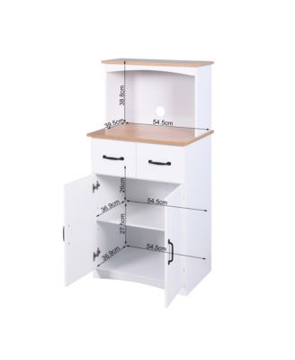 Wooden Kitchen Pantry Storage Cabinet with Drawer and Microwave Shelf