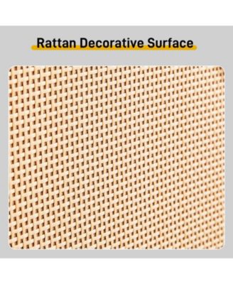 Two Dump Buckets Shoe Cabinet with High-Leg Frame and Original Wood Rattan Surface