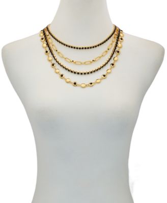 Rhinestone Gold-Tone Multi-Row Necklace