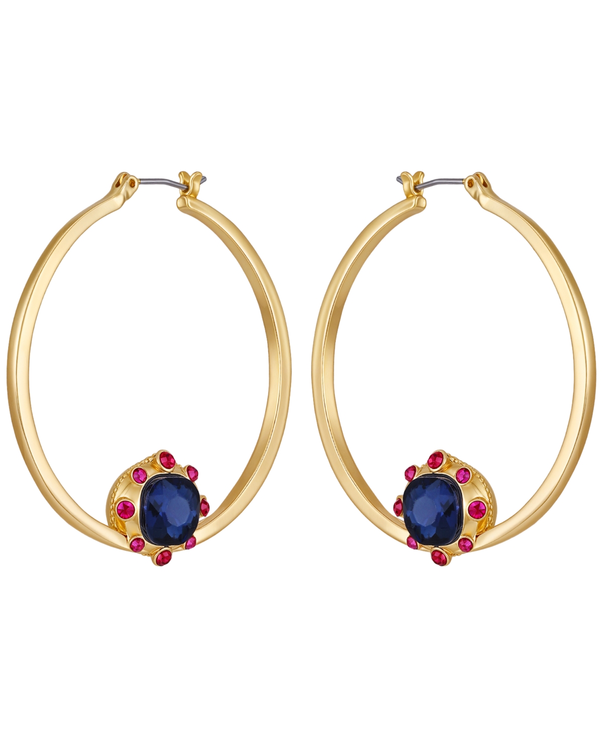 Guess Glass Stones Gold-tone Hoop Earrings In Gold