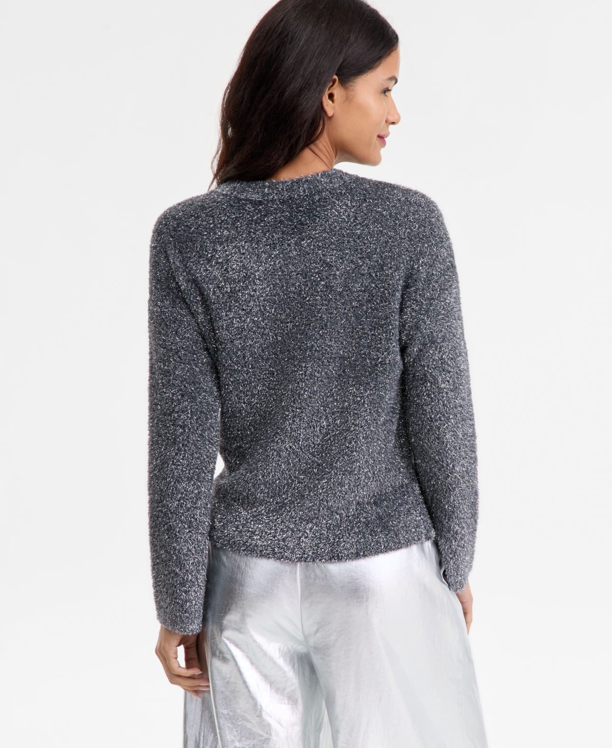 I.n.c. International Concepts Women's Metallic Crewneck Sweater