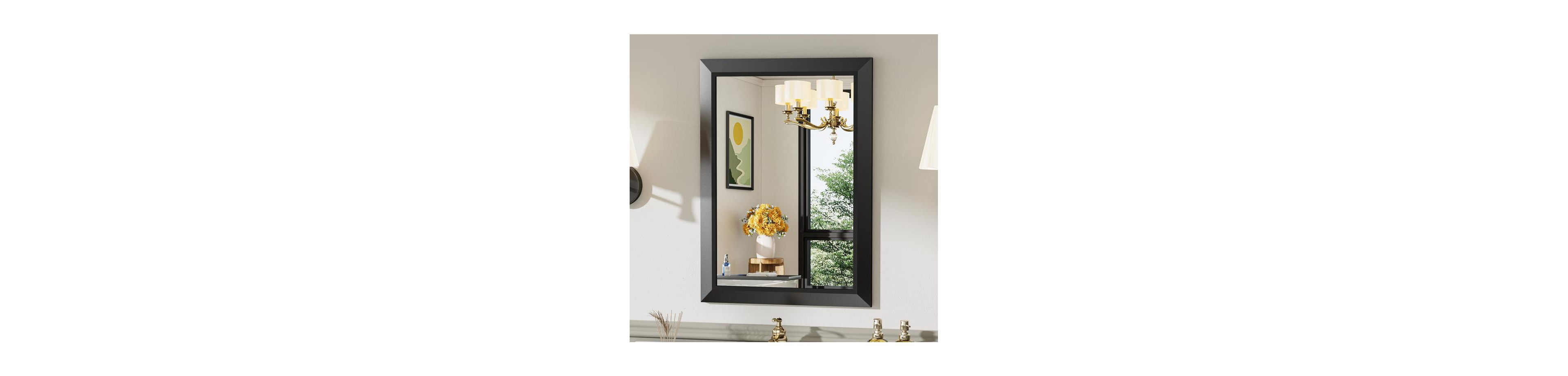 Amorho Bathroom Mirror, 28" x 20" Inch Thick Metal Framed Wall Mirrors for Over Sink, Bedroom, Living Room, Entryway