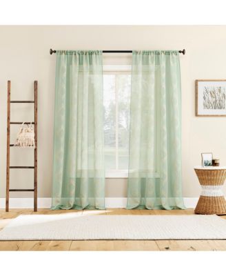 Rivalie Embroidered Medallion Sheer Rod Pocket Curtain Panel