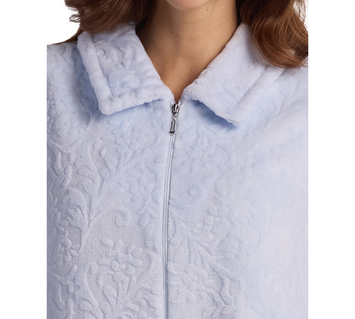 Miss Elaine Women's Collared Long Robe In Blue