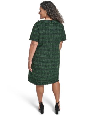 Plus Size Short Sleeve Lurex Boucle Shift Dress