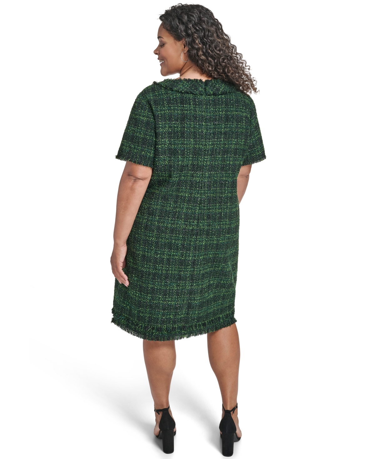 Eliza J Plus Short Sleeve Lurex Boucle Shift Dress